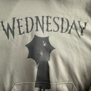 H&M Light Olive 'Wednesday' Logo Hoodie